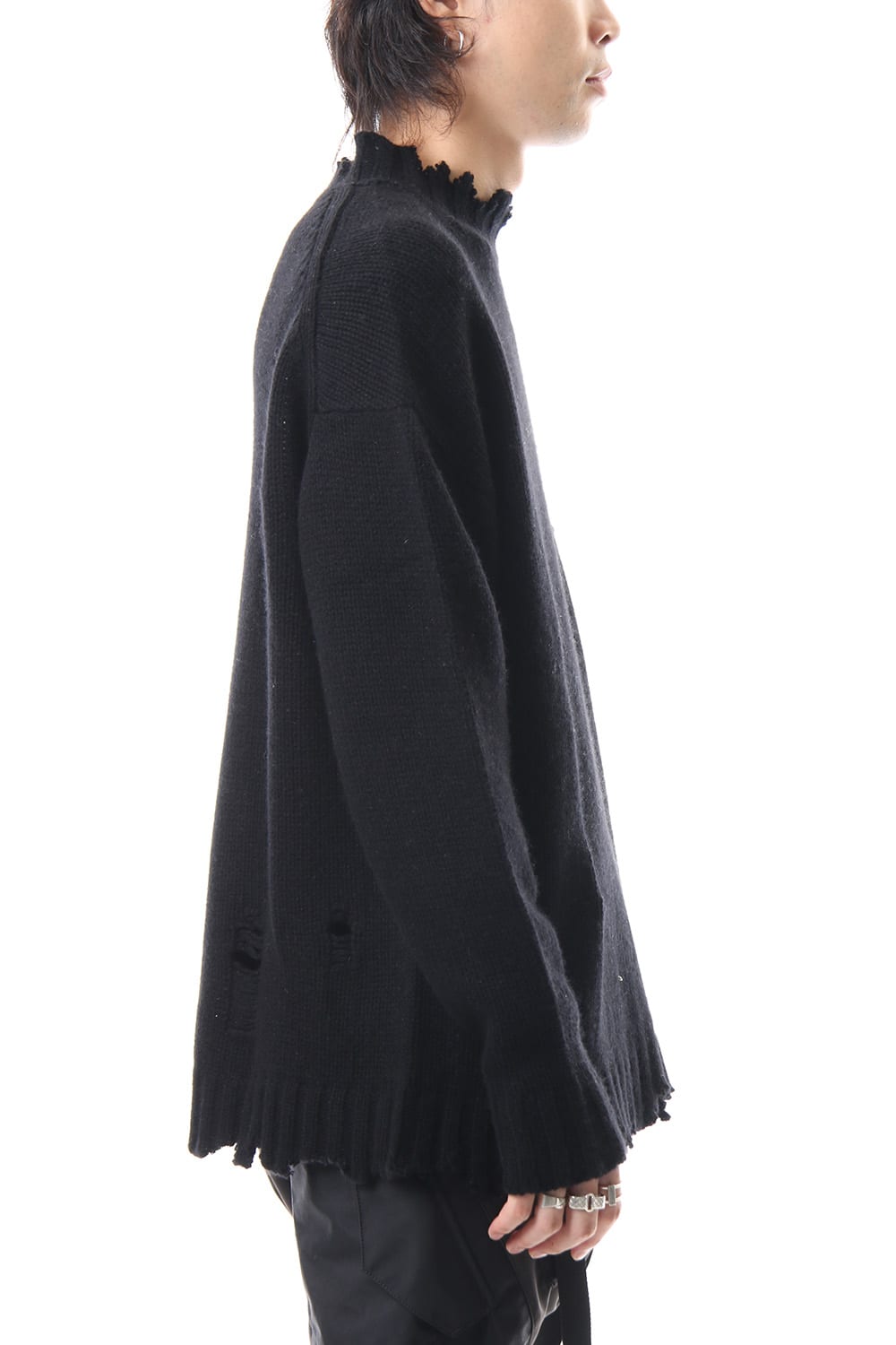 Sleeve Border Wool Cashmere Sweater