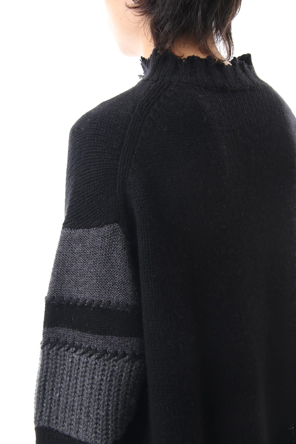 Sleeve Border Wool Cashmere Sweater