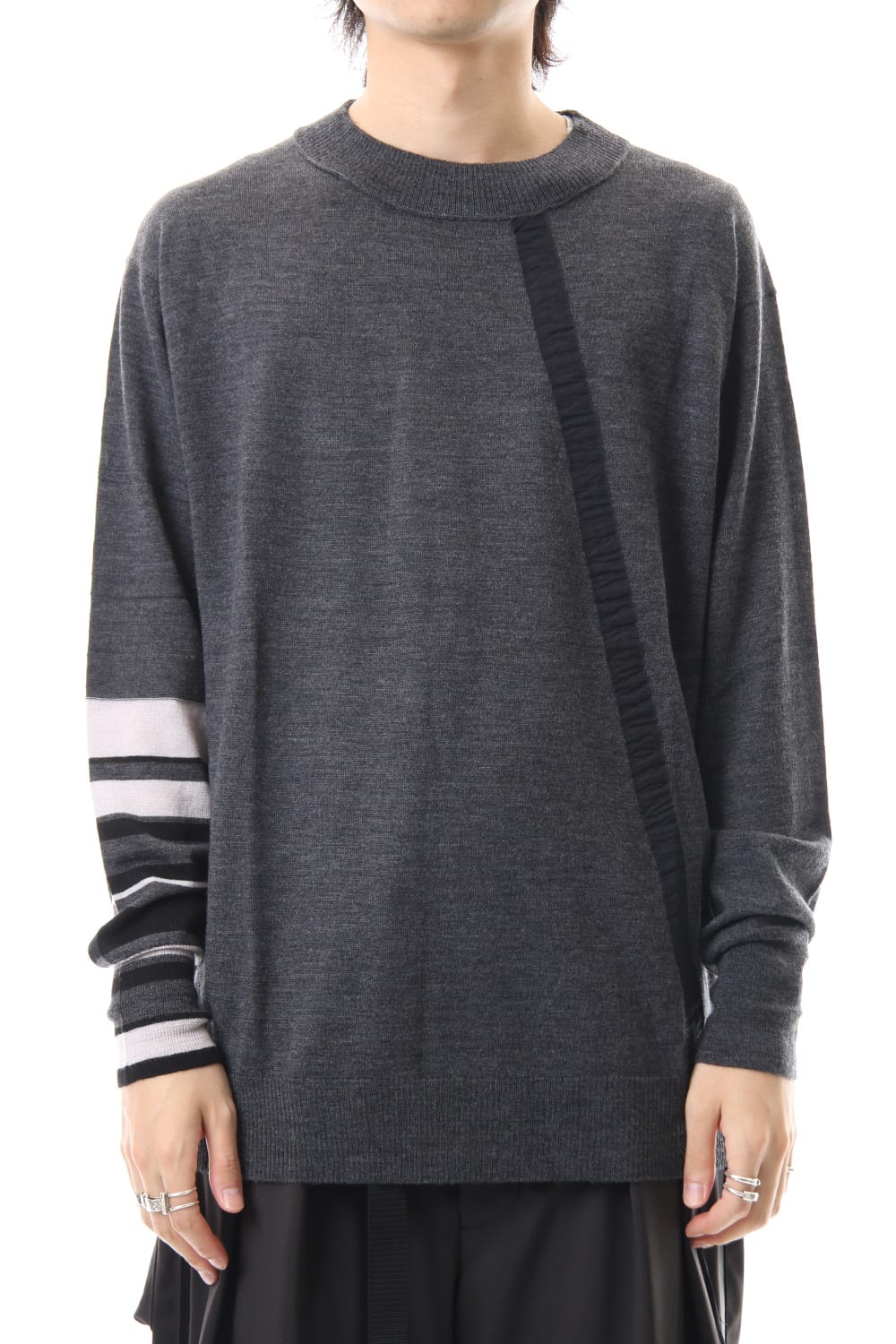 Fine merino Border Sleeve L/S Tshirt