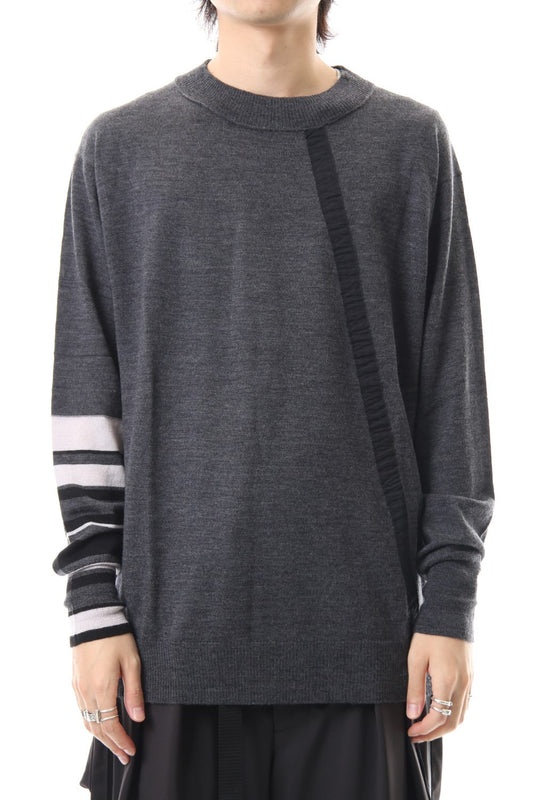 Fine merino Border Sleeve L/S Tshirt