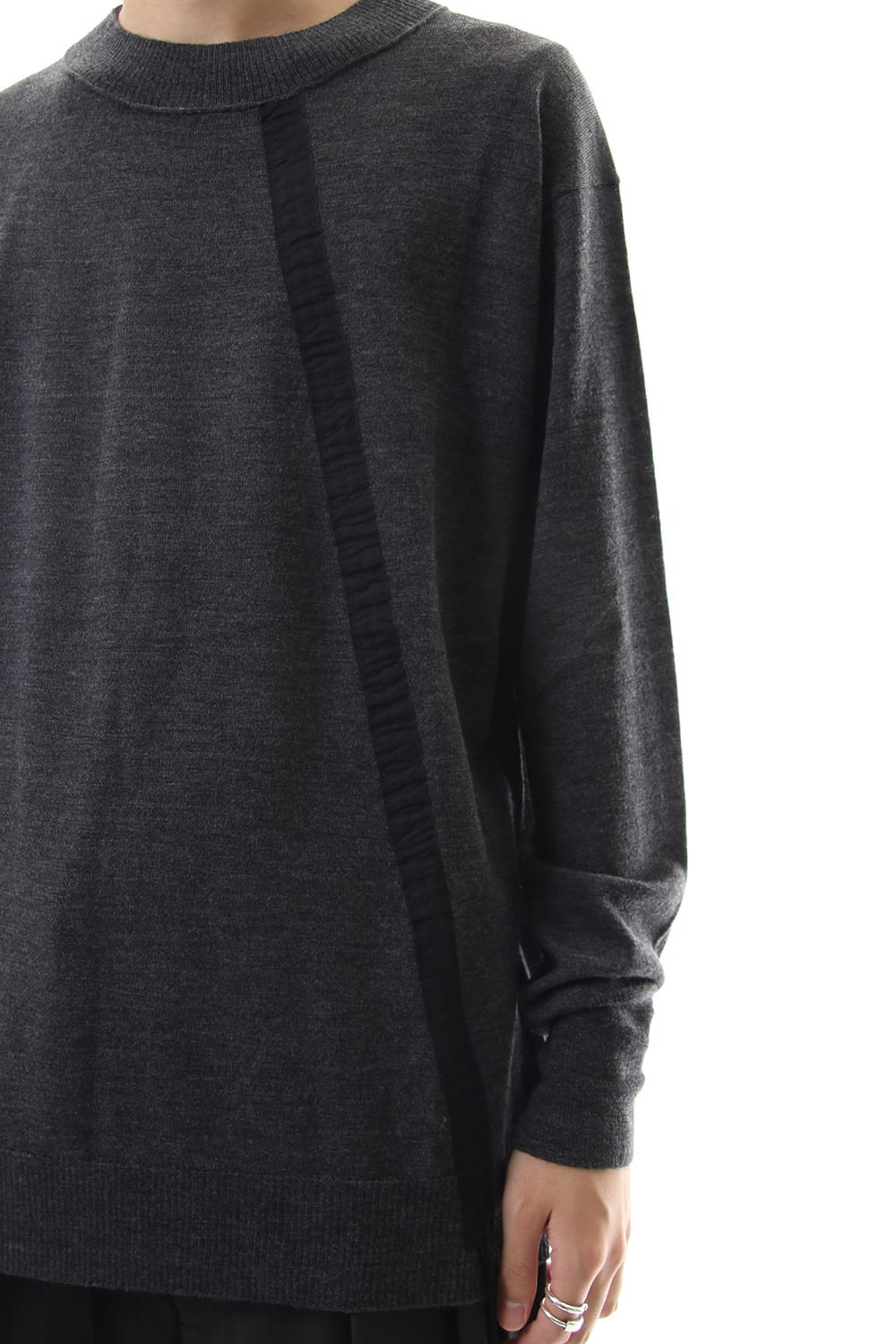 Fine merino Border Sleeve L/S Tshirt