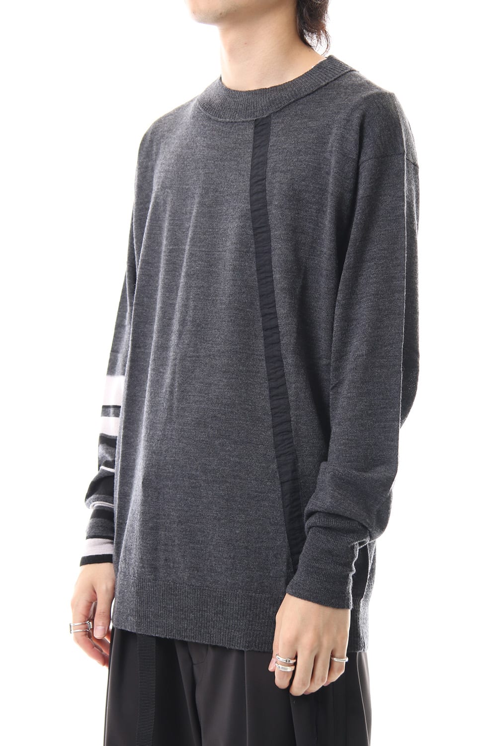Fine merino Border Sleeve L/S Tshirt