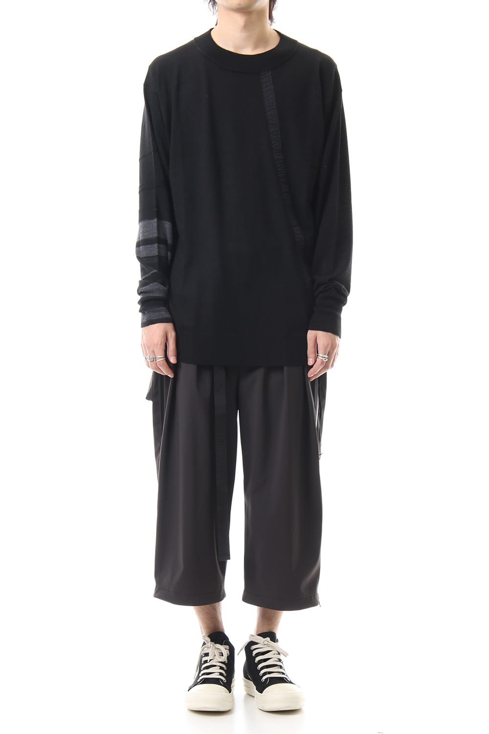 Fine merino Border Sleeve L/S Tshirt