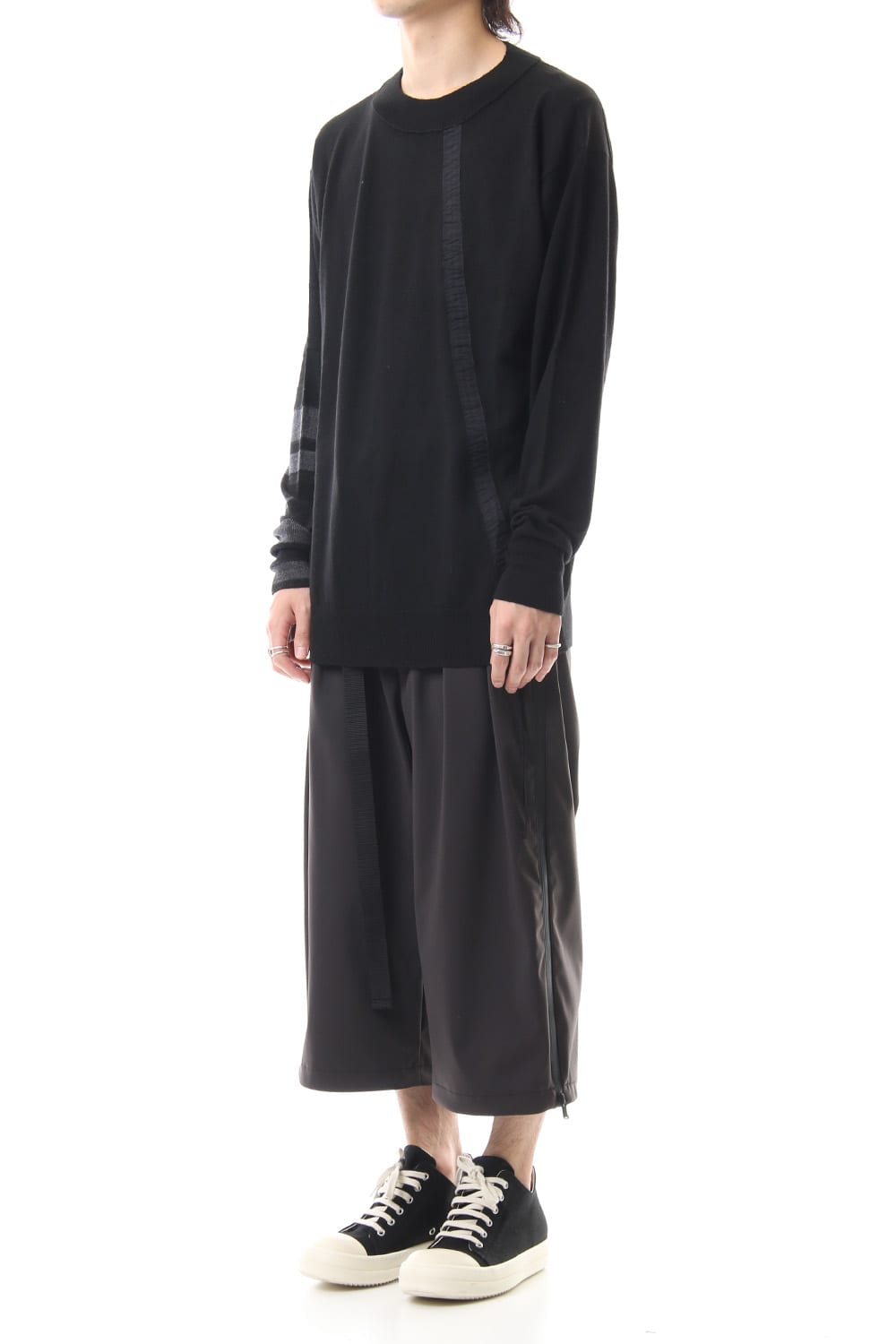 Fine merino Border Sleeve L/S Tshirt