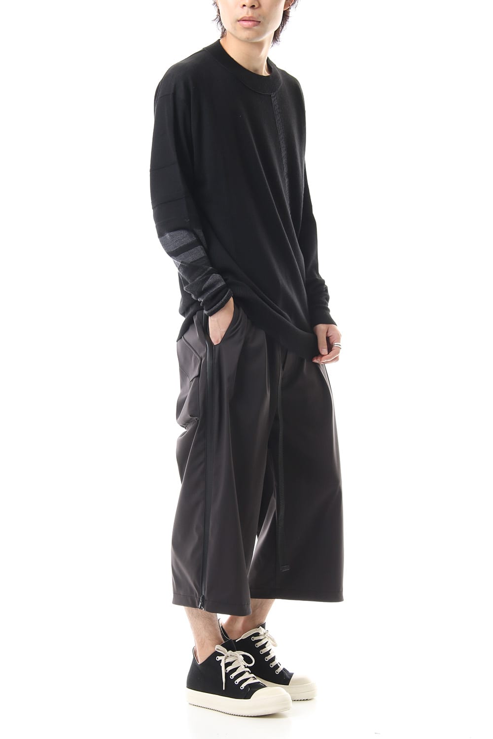 Fine merino Border Sleeve L/S Tshirt