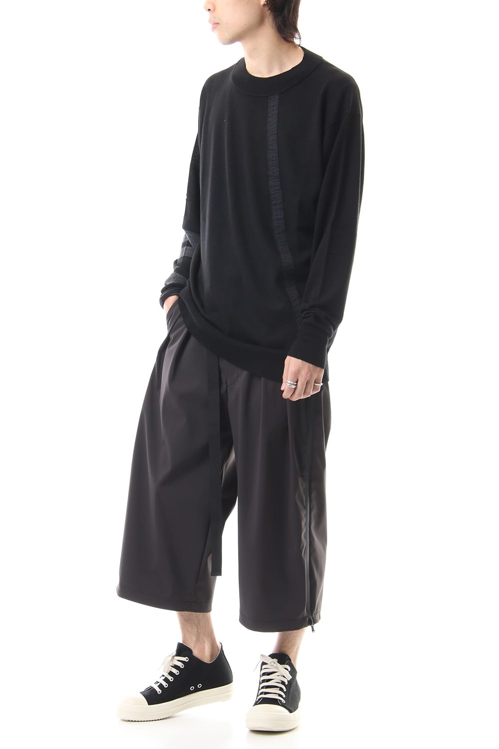 Fine merino Border Sleeve L/S Tshirt