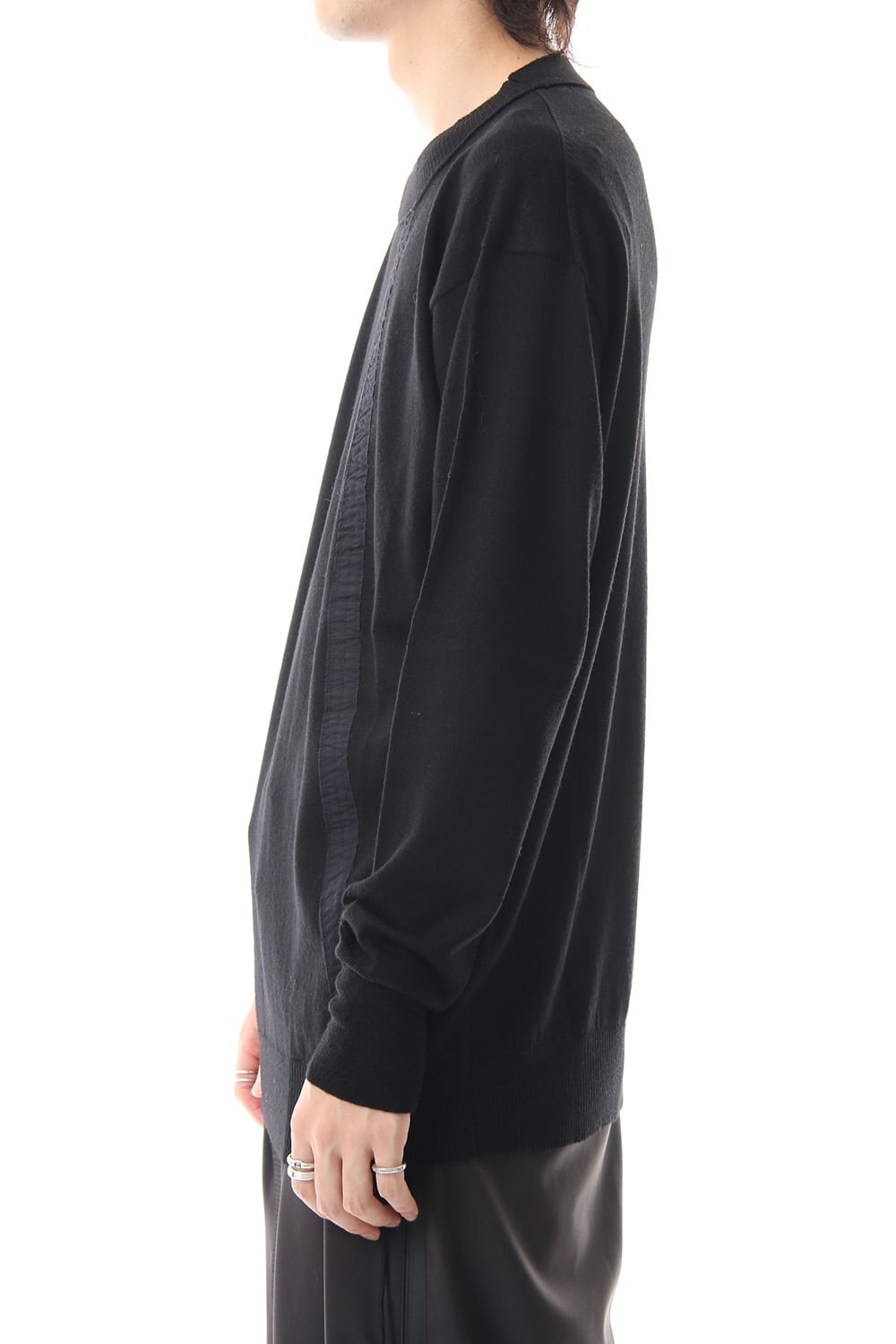 Fine merino Border Sleeve L/S Tshirt