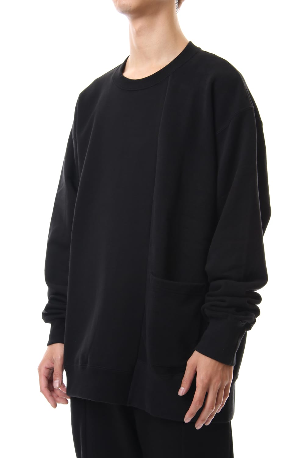 Fleece Lining Combination Pullover - Black