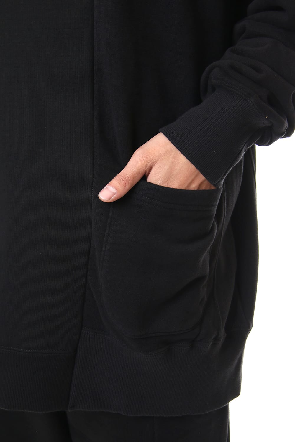 Fleece Lining Combination Pullover - Black