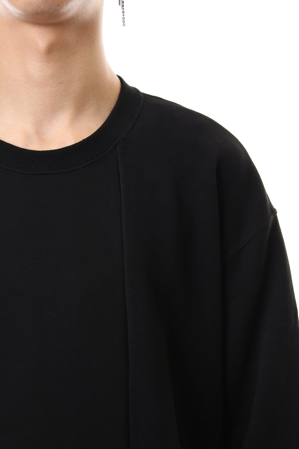 Fleece Lining Combination Pullover - Black