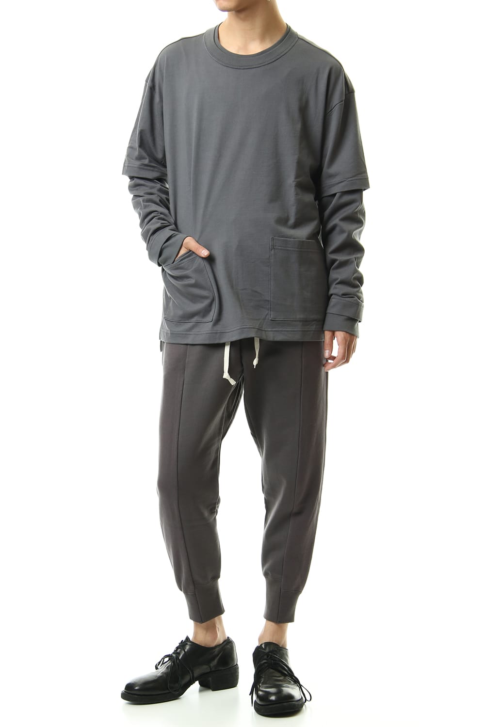 Fleece Lining Combination Pants - Gray
