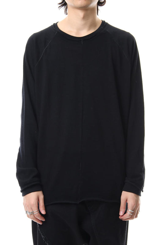 Cotton Wool Plain Stitch long Sleeve T-Shirts - Black