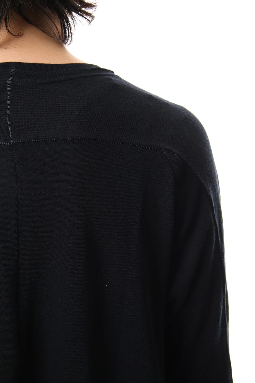 Cotton Wool Plain Stitch long Sleeve T-Shirts - Black