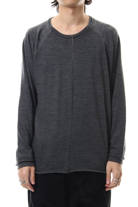 Cotton Wool Plain Stitch long Sleeve T-Shirts - Gray