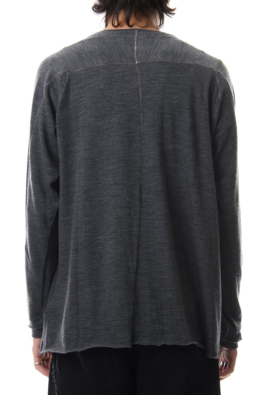 Cotton Wool Plain Stitch long Sleeve T-Shirts - Gray