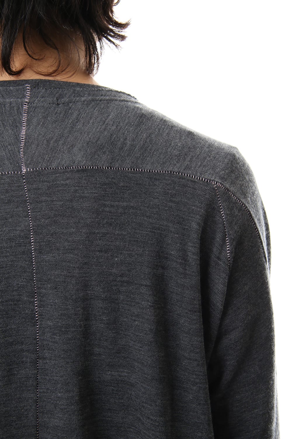 Cotton Wool Plain Stitch long Sleeve T-Shirts - Gray