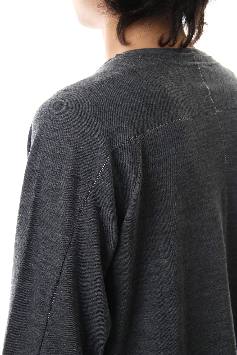 Cotton Wool Plain Stitch long Sleeve T-Shirts - Gray