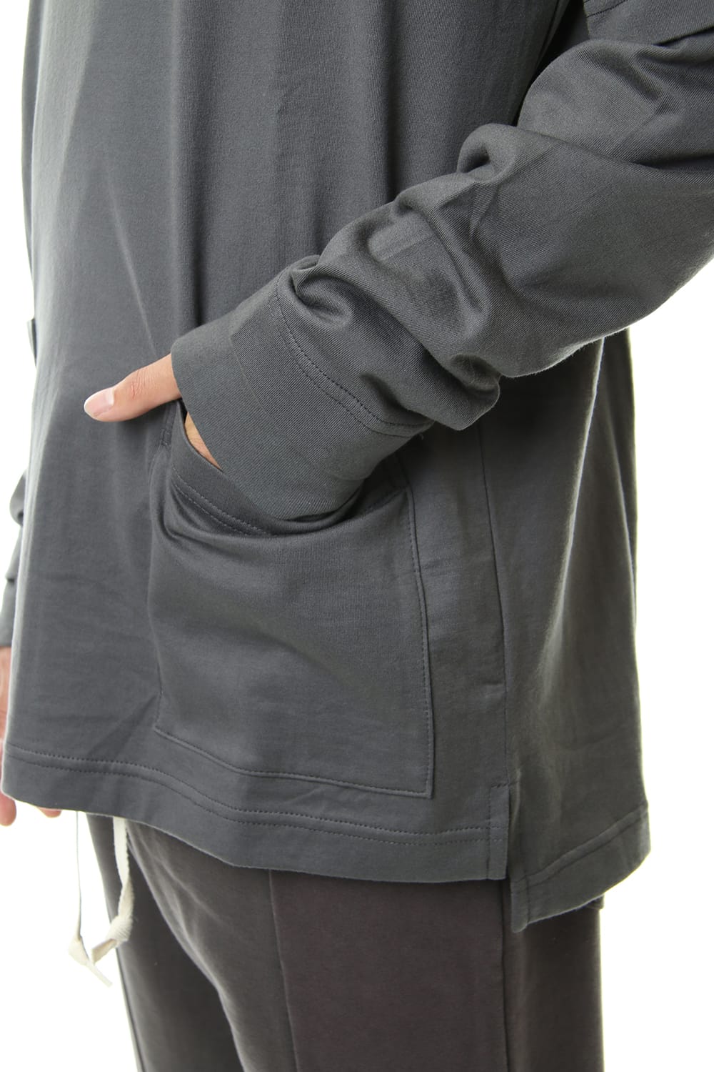 Jersey stitch Long sleeve Pocket T - Gray