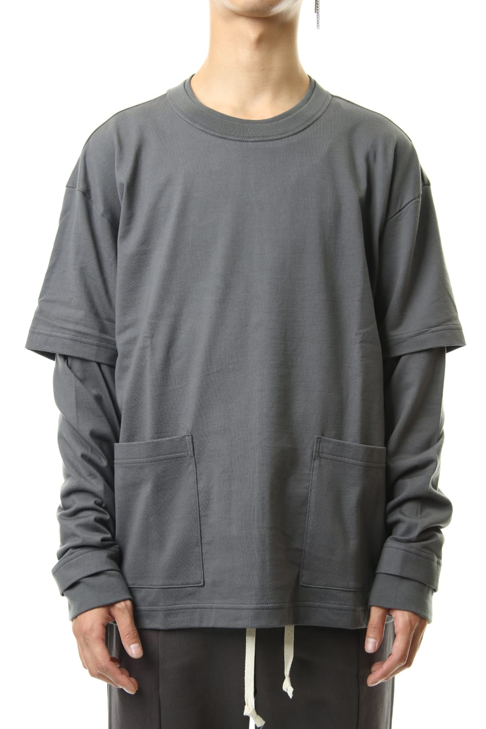Jersey stitch Long sleeve Pocket T - Gray