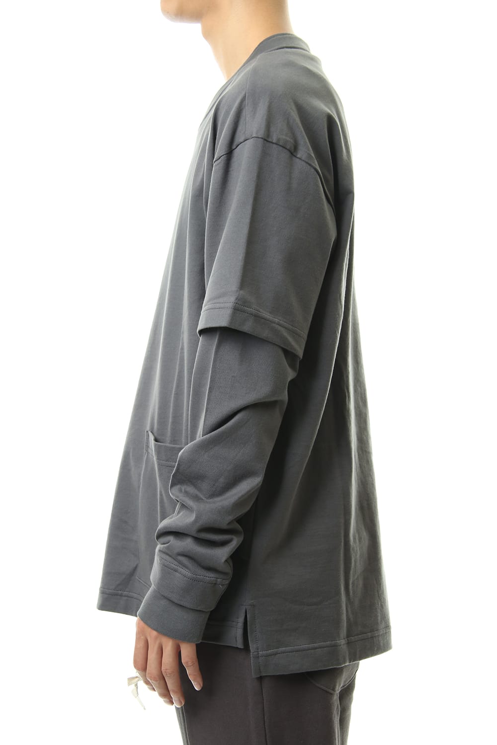 Jersey stitch Long sleeve Pocket T - Gray