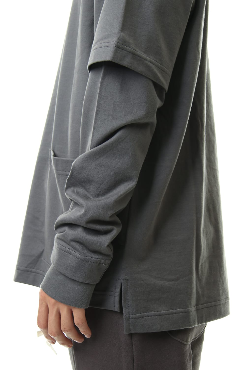 Jersey stitch Long sleeve Pocket T - Gray