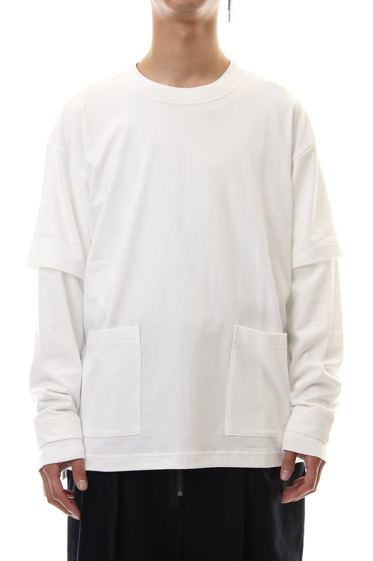 Jersey stitch Long sleeve Pocket T - White