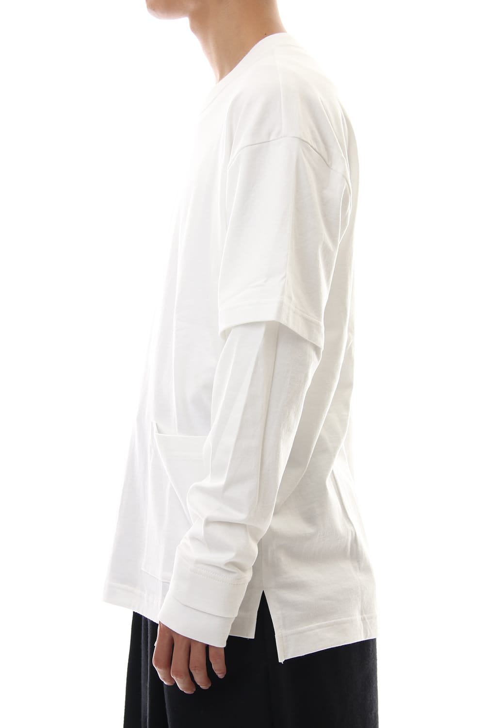 Jersey stitch Long sleeve Pocket T - White
