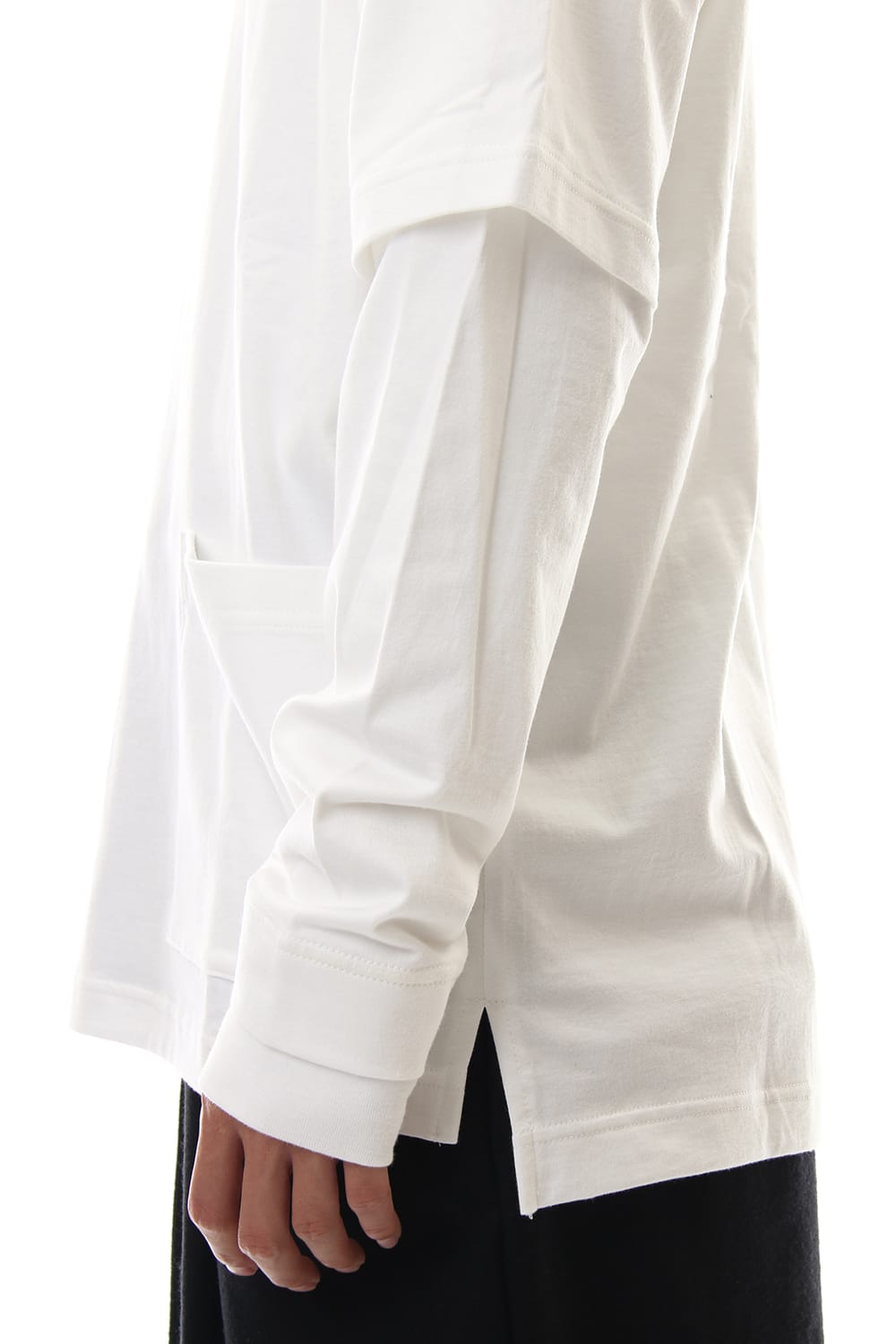 Jersey stitch Long sleeve Pocket T - White