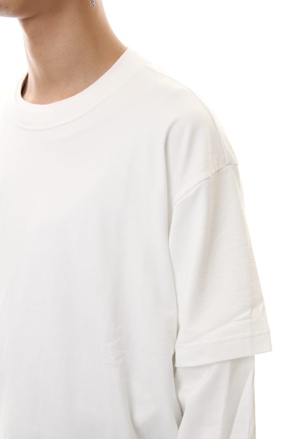 Jersey stitch Long sleeve Pocket T - White