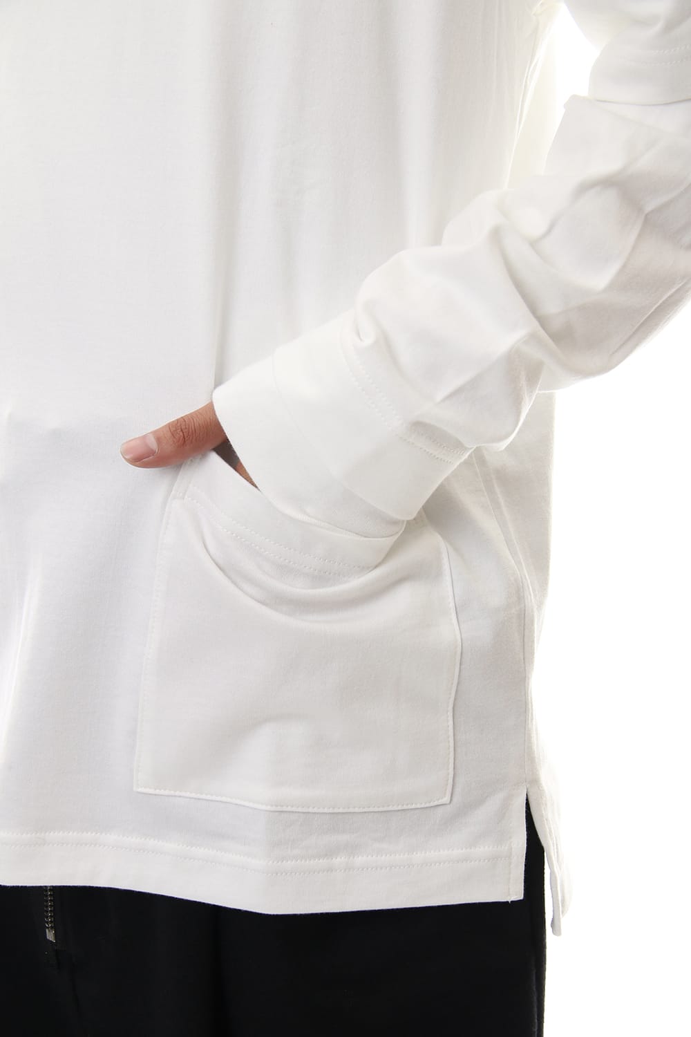 Jersey stitch Long sleeve Pocket T - White