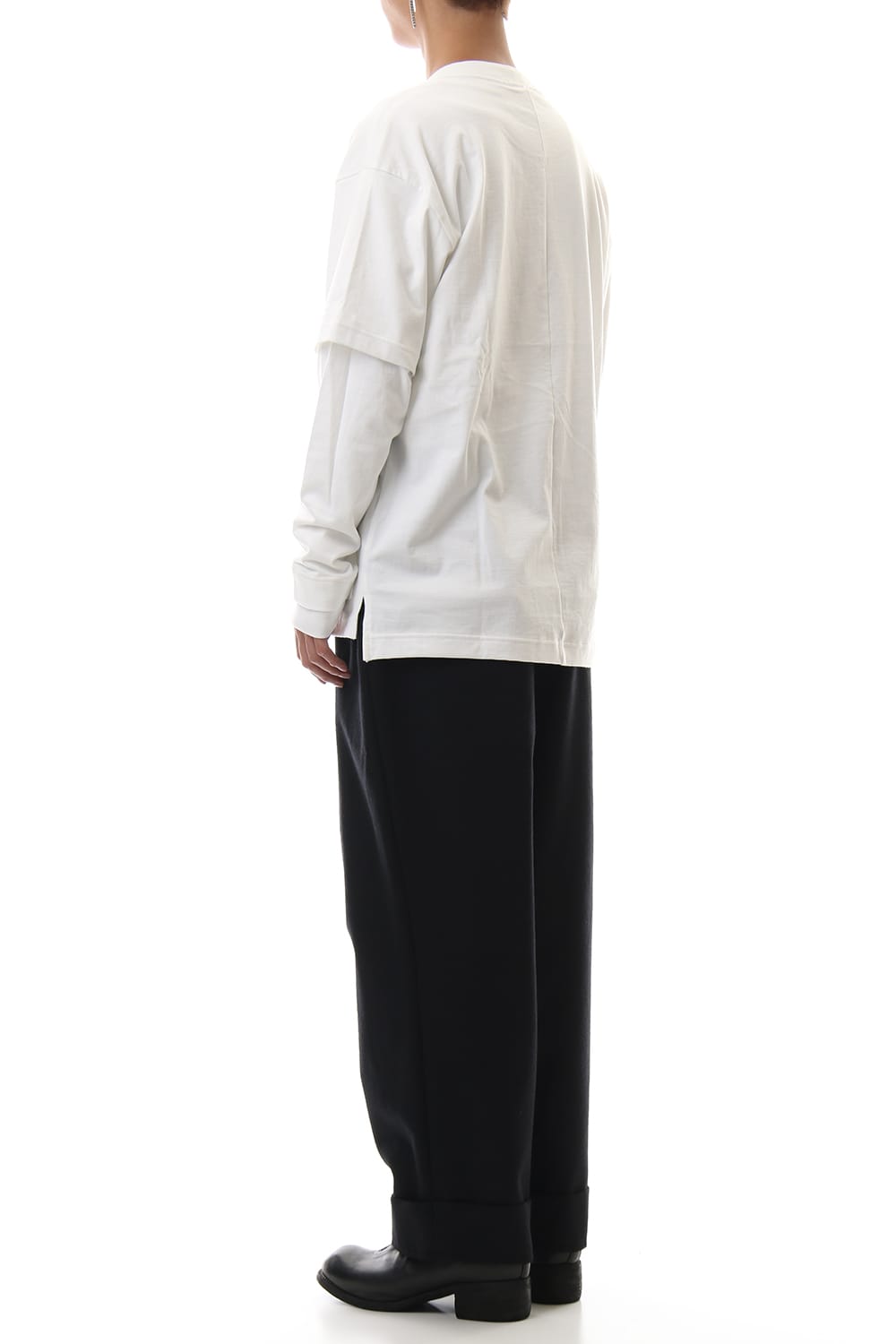 Jersey stitch Long sleeve Pocket T - White