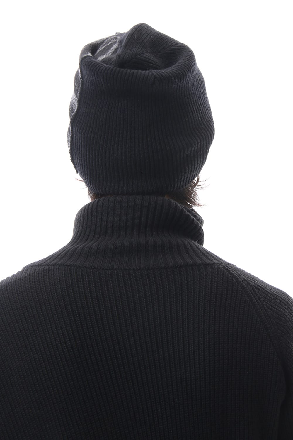 Cashmere Merino wool Knit cap - Black Stripe