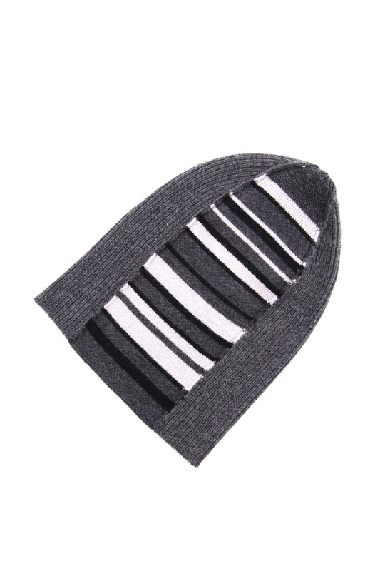 Cashmere Merino wool Knit cap - Gray Stripe