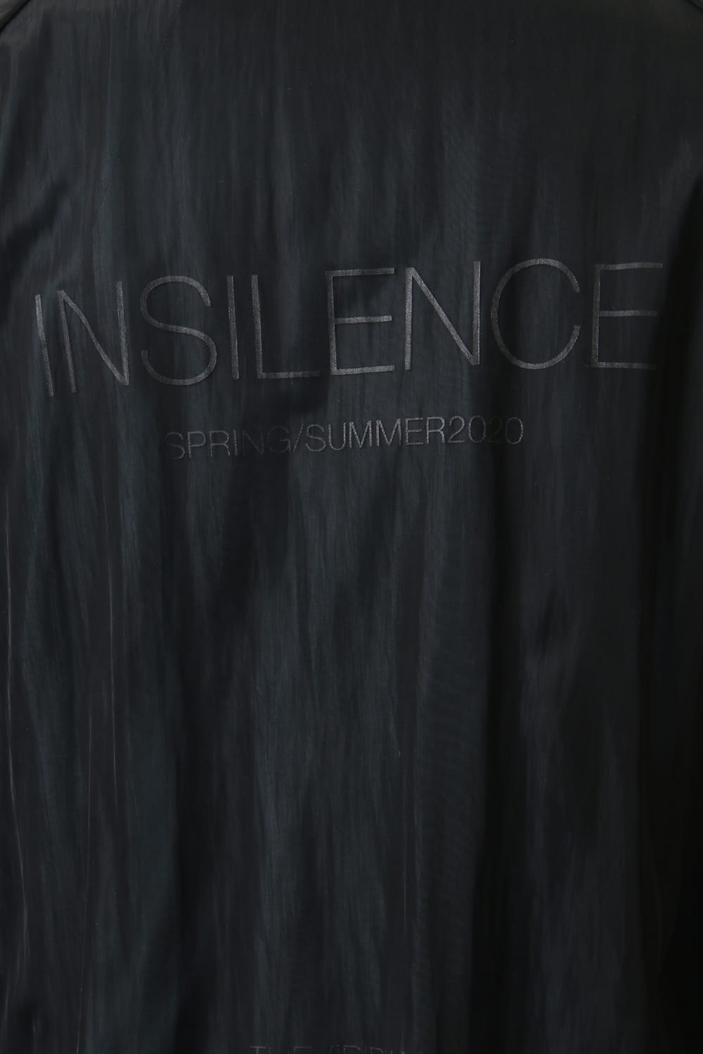 See throug Back print Hooded blouson Black