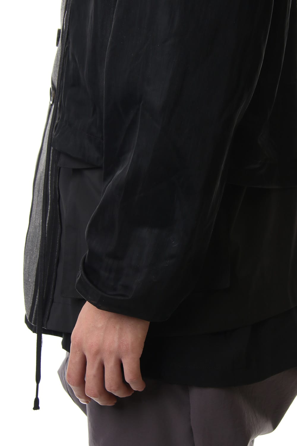 Random stripe & See through Smooth Layered jacket