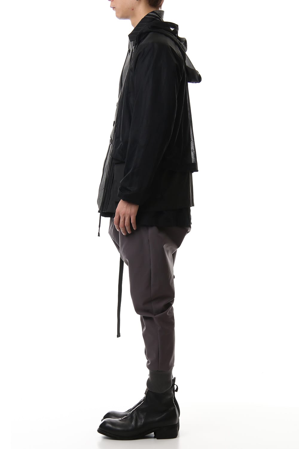 Random stripe & See through Smooth Layered jacket