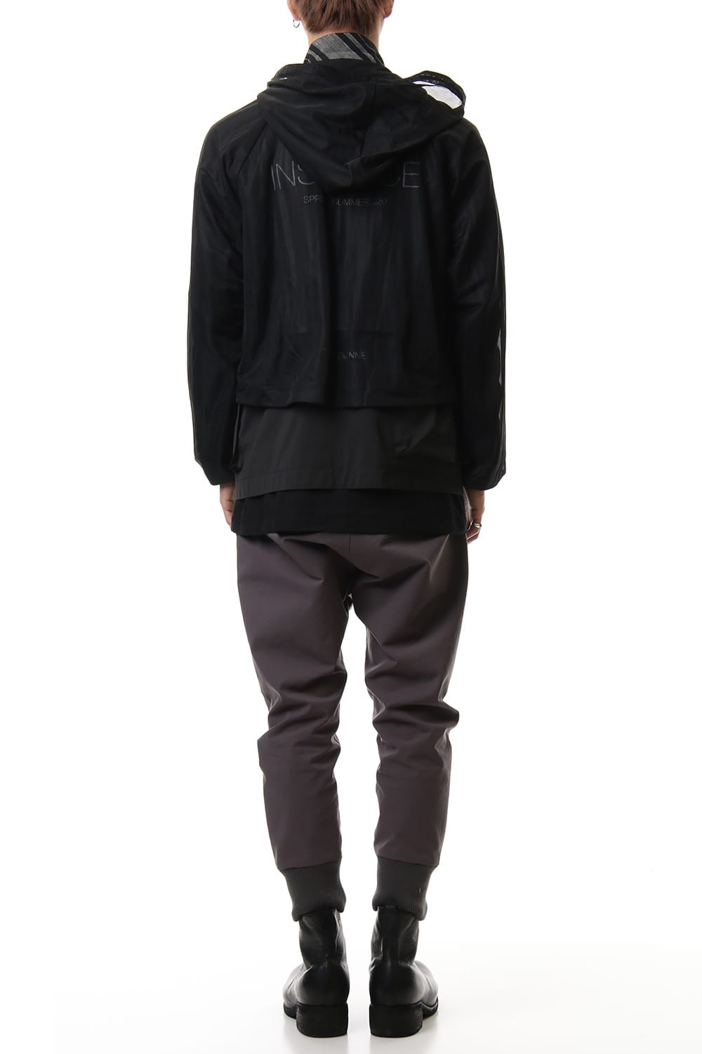 Random stripe & See through Smooth Layered jacket