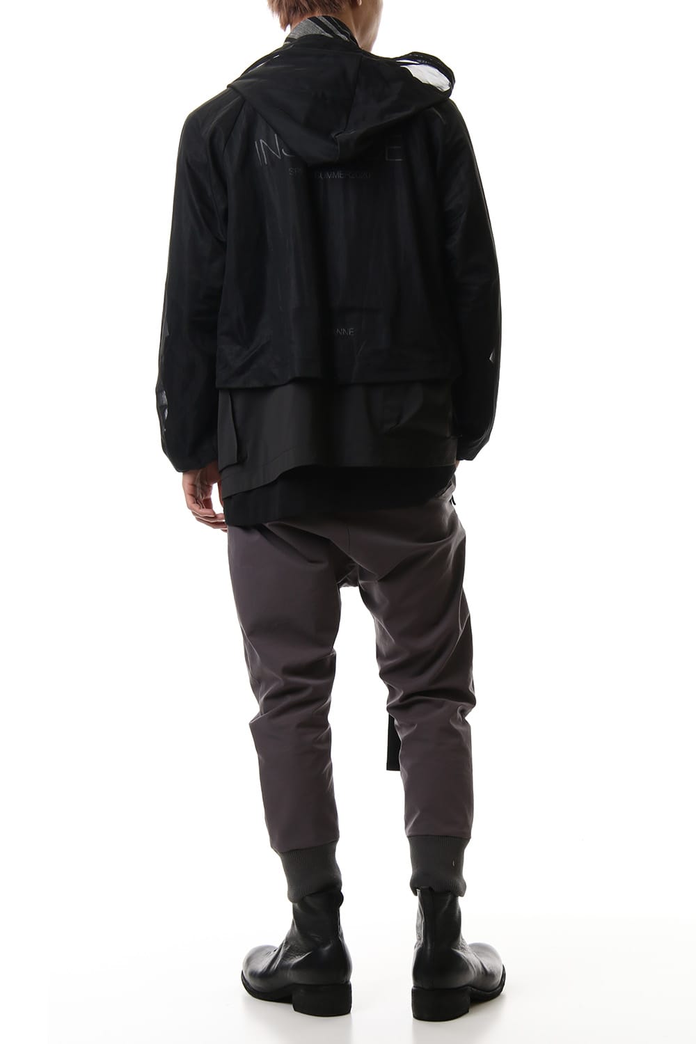 Random stripe & See through Smooth Layered jacket