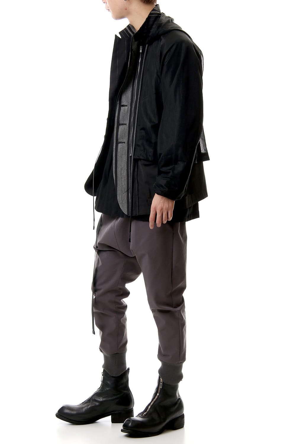 Random stripe & See through Smooth Layered jacket