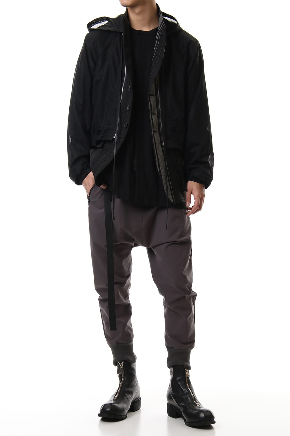 Random stripe & See through Smooth Layered jacket