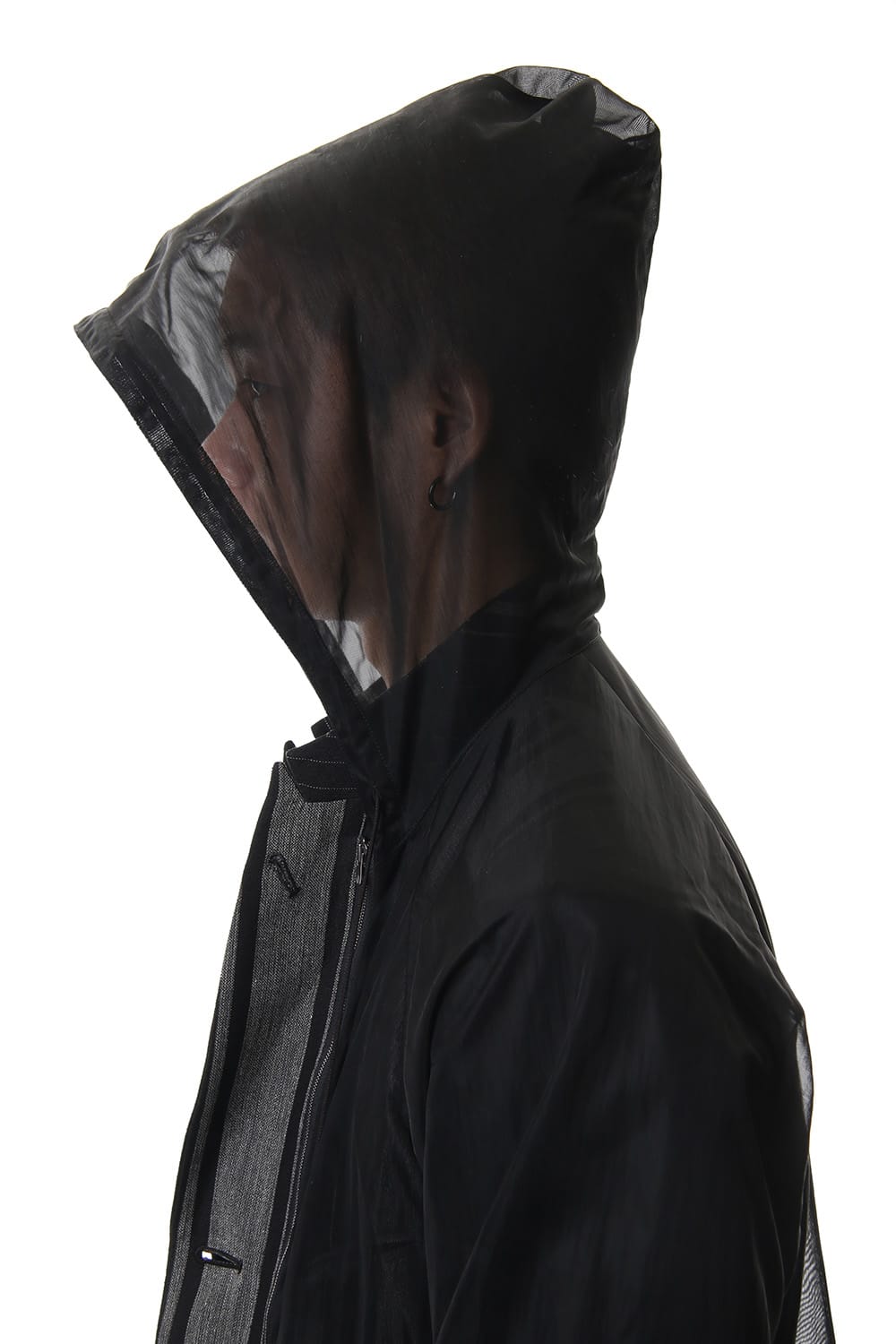 Random stripe & See through Smooth Layered jacket