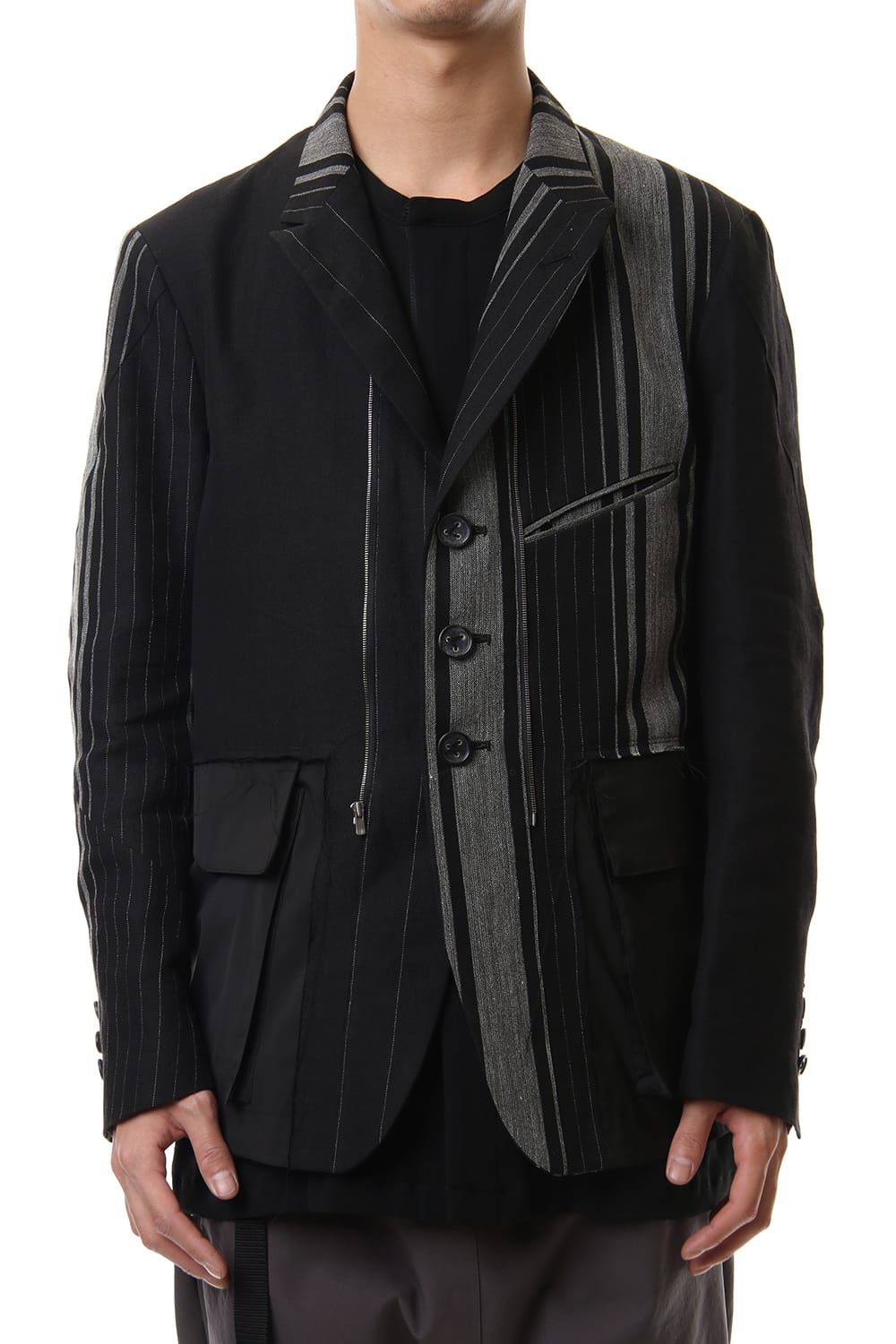 Random stripe & See through Smooth Layered jacket