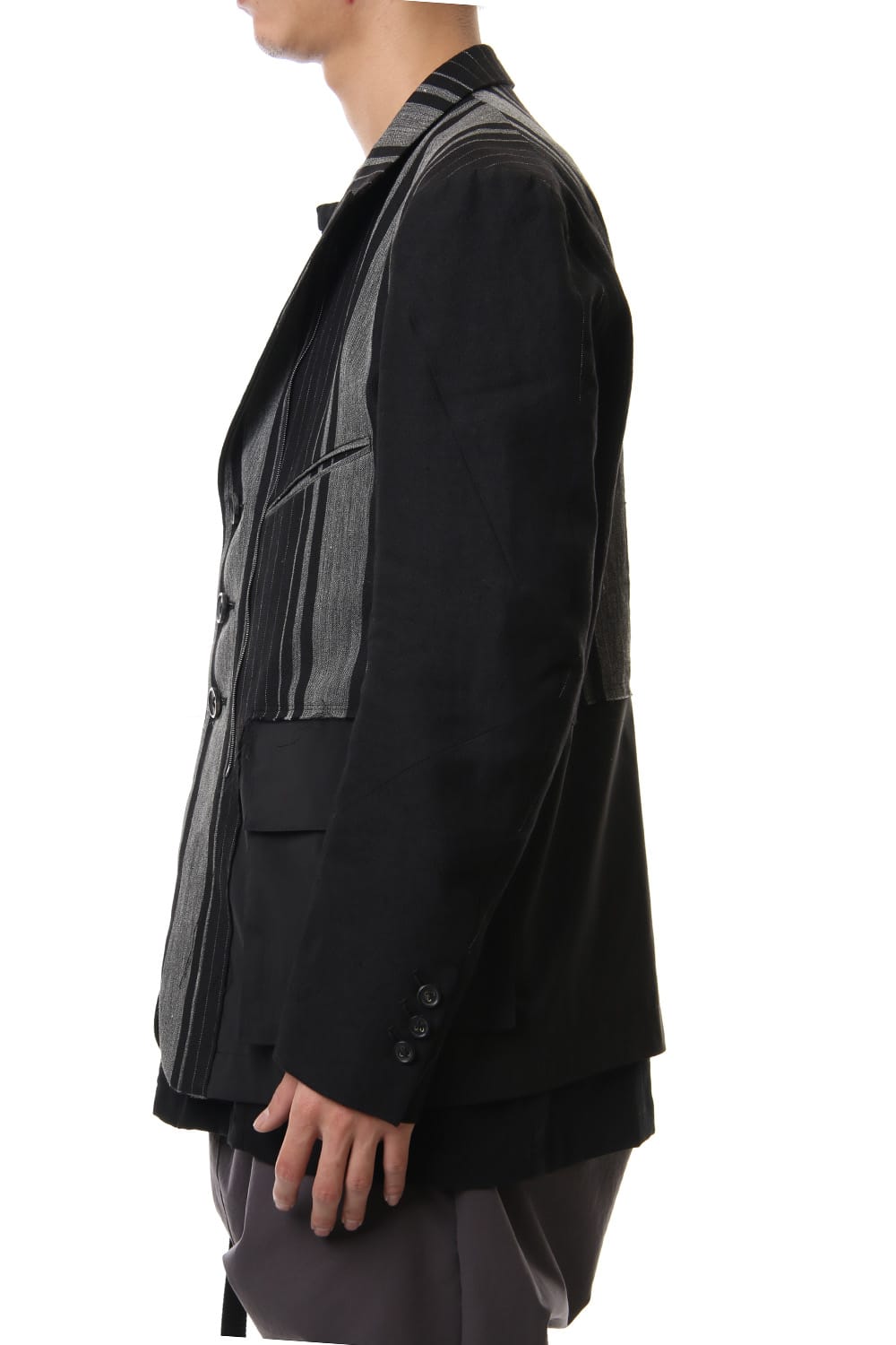 Random stripe & See through Smooth Layered jacket