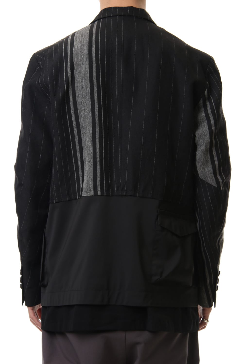 Random stripe & See through Smooth Layered jacket