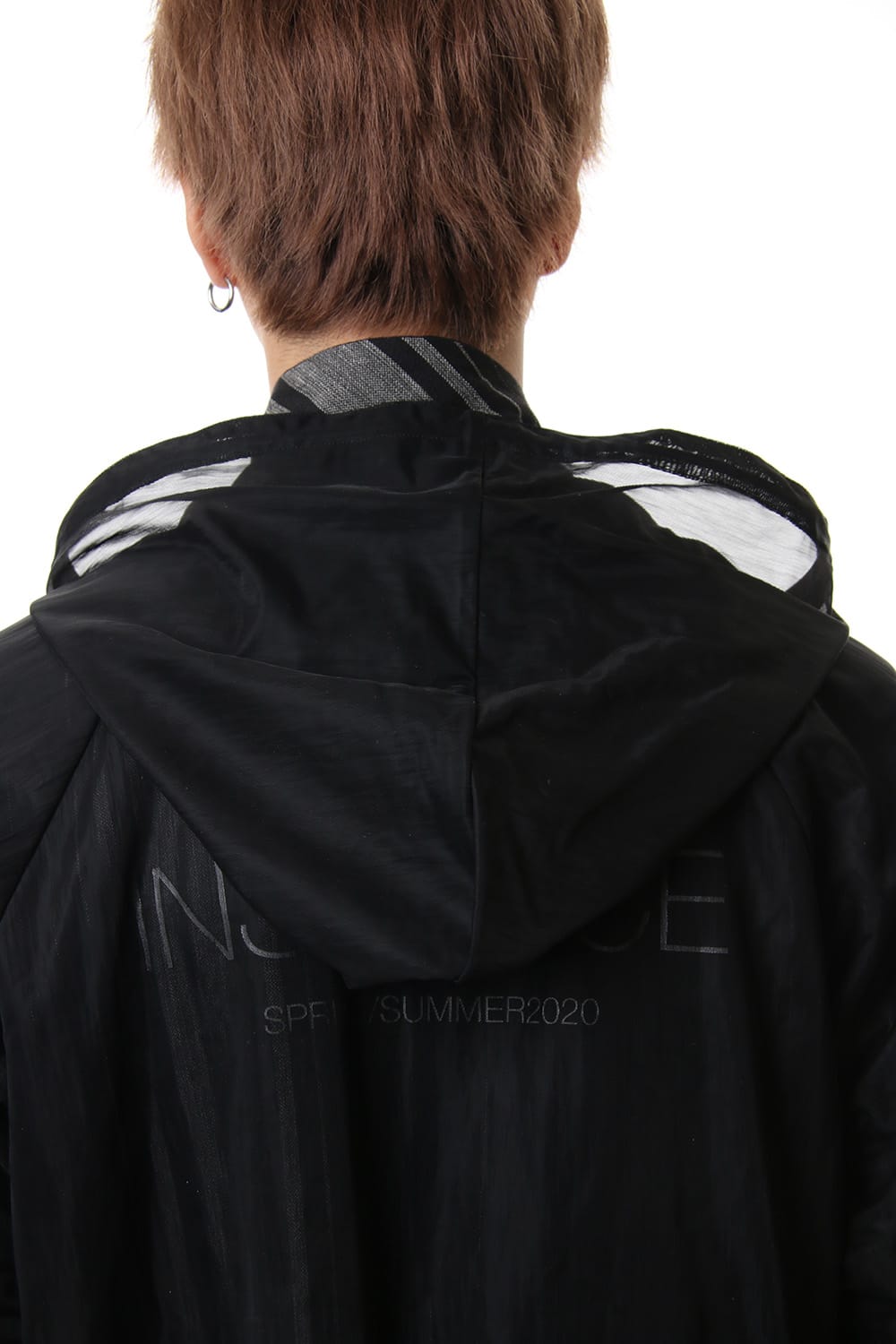 Random stripe & See through Smooth Layered jacket