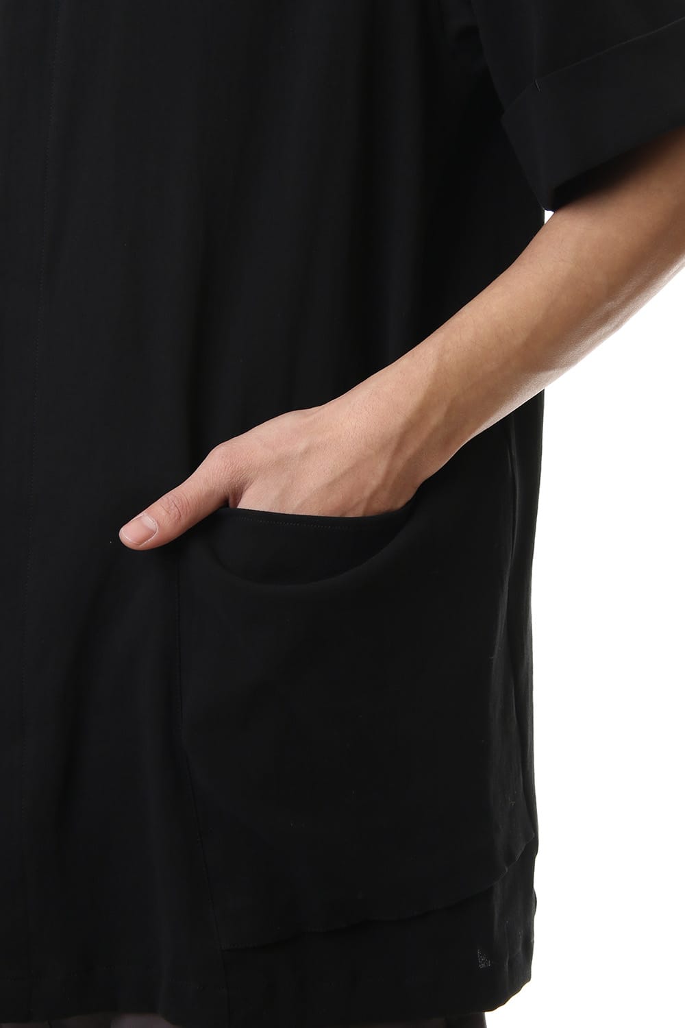 Hard twist Double weave Short sleeve shirt Black