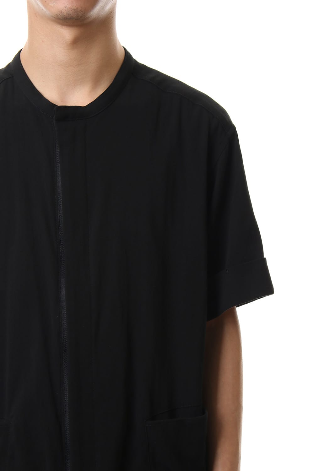 Hard twist Double weave Short sleeve shirt Black