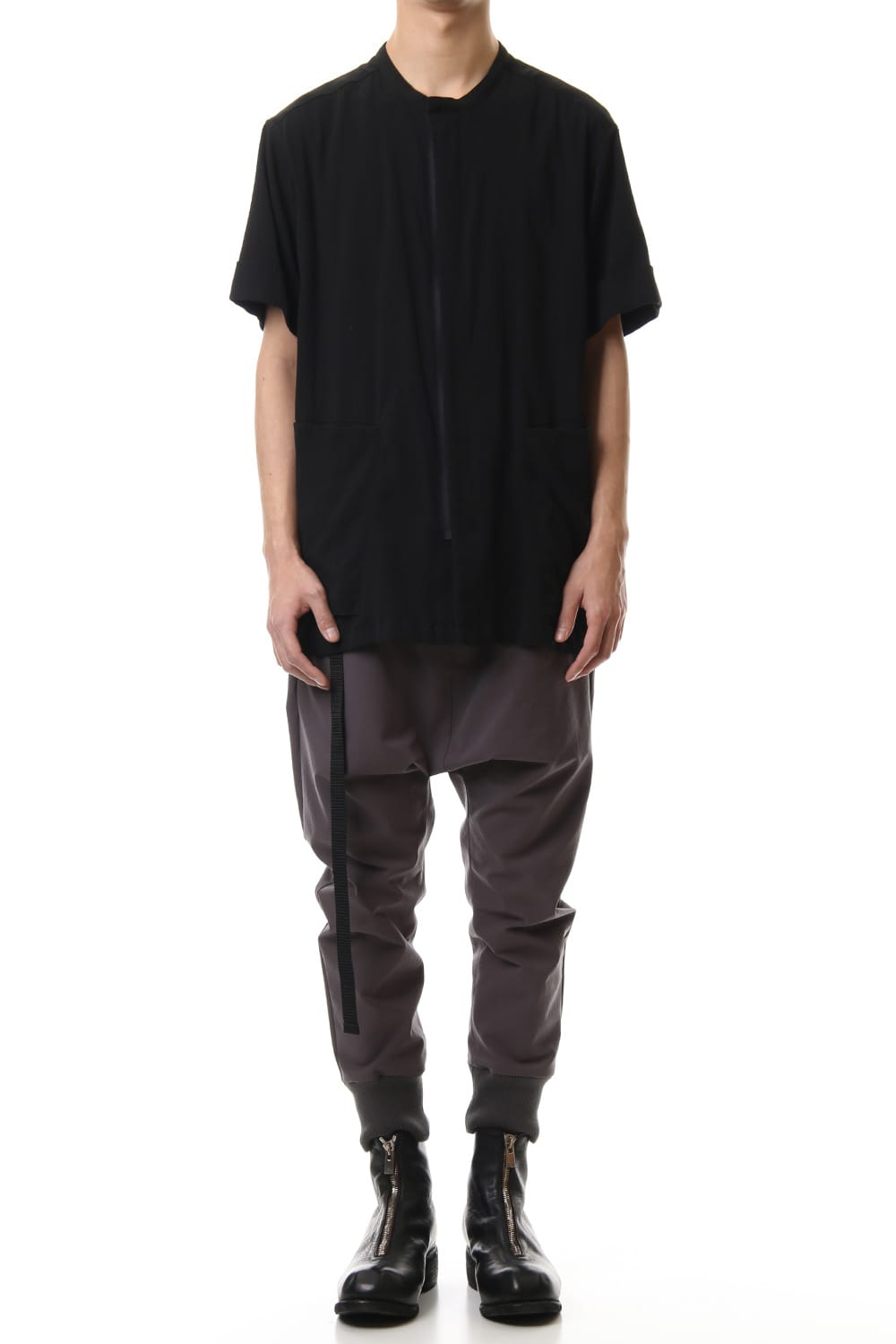 Hard twist Double weave Short sleeve shirt Black