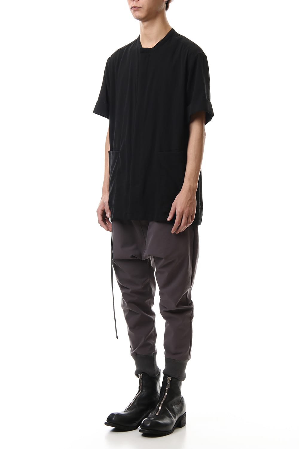 Hard twist Double weave Short sleeve shirt Black