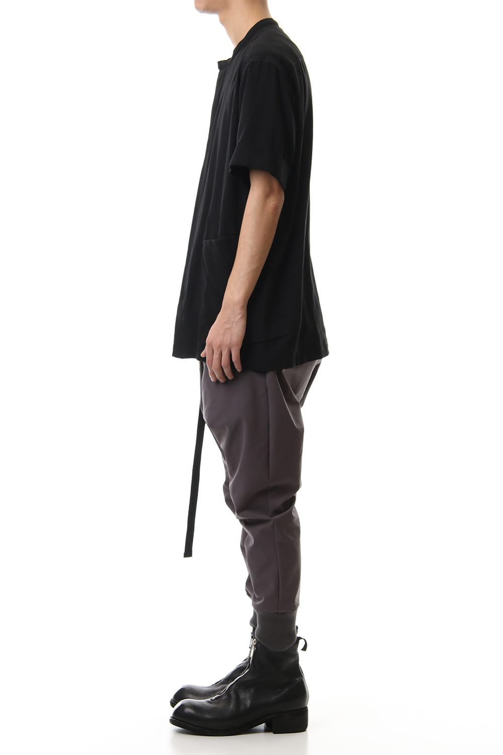 Hard twist Double weave Short sleeve shirt Black